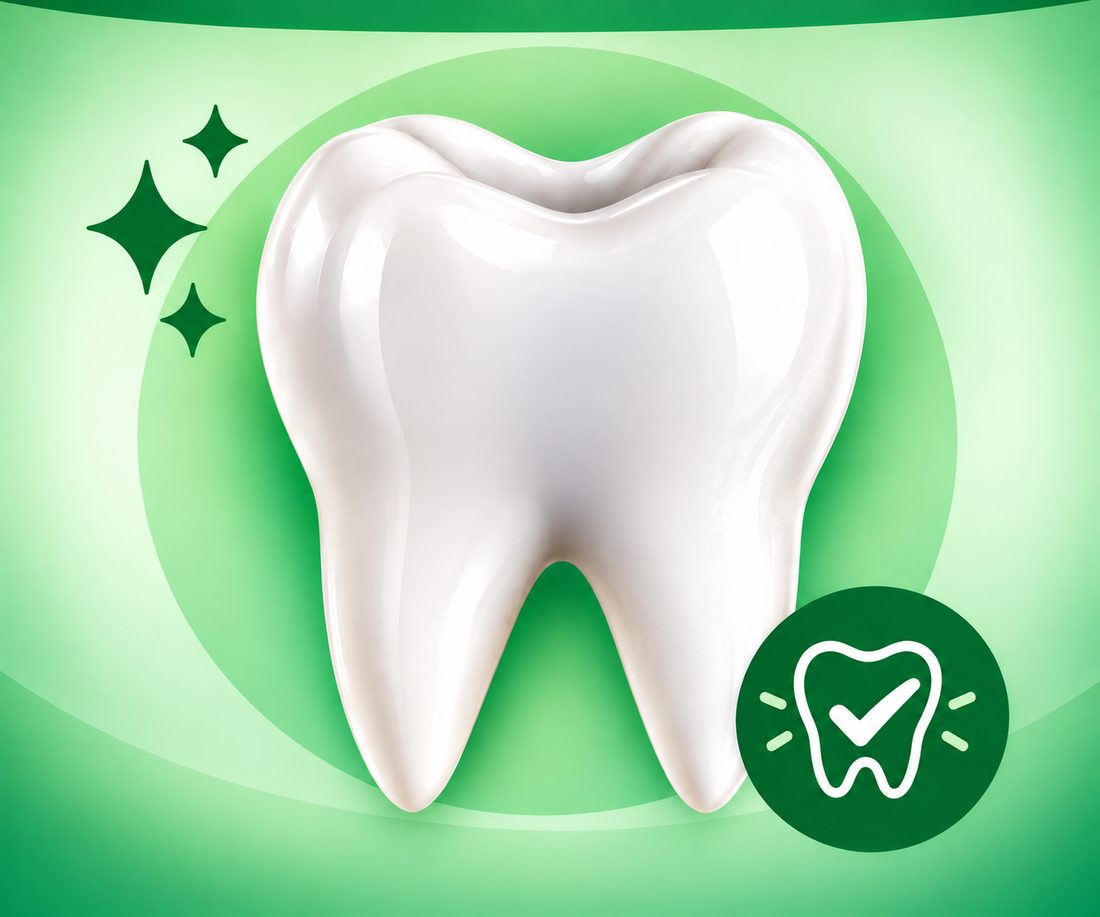 Healthy molar with a check mark